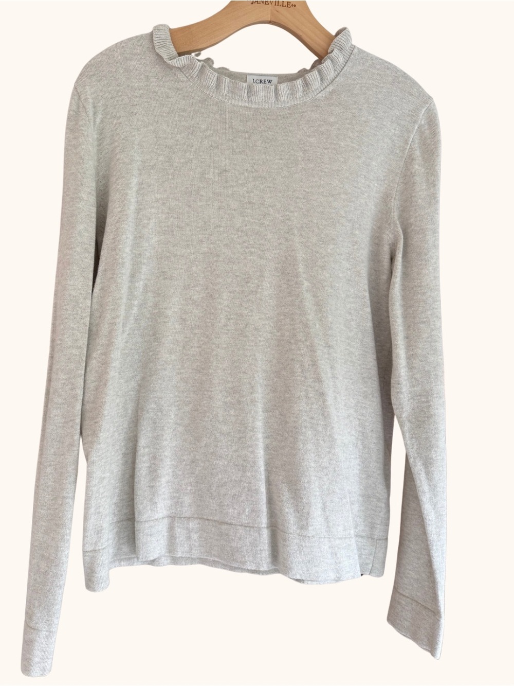 J.Crew Gray Ruffle Neck 100% Cotton Sweater Size M
